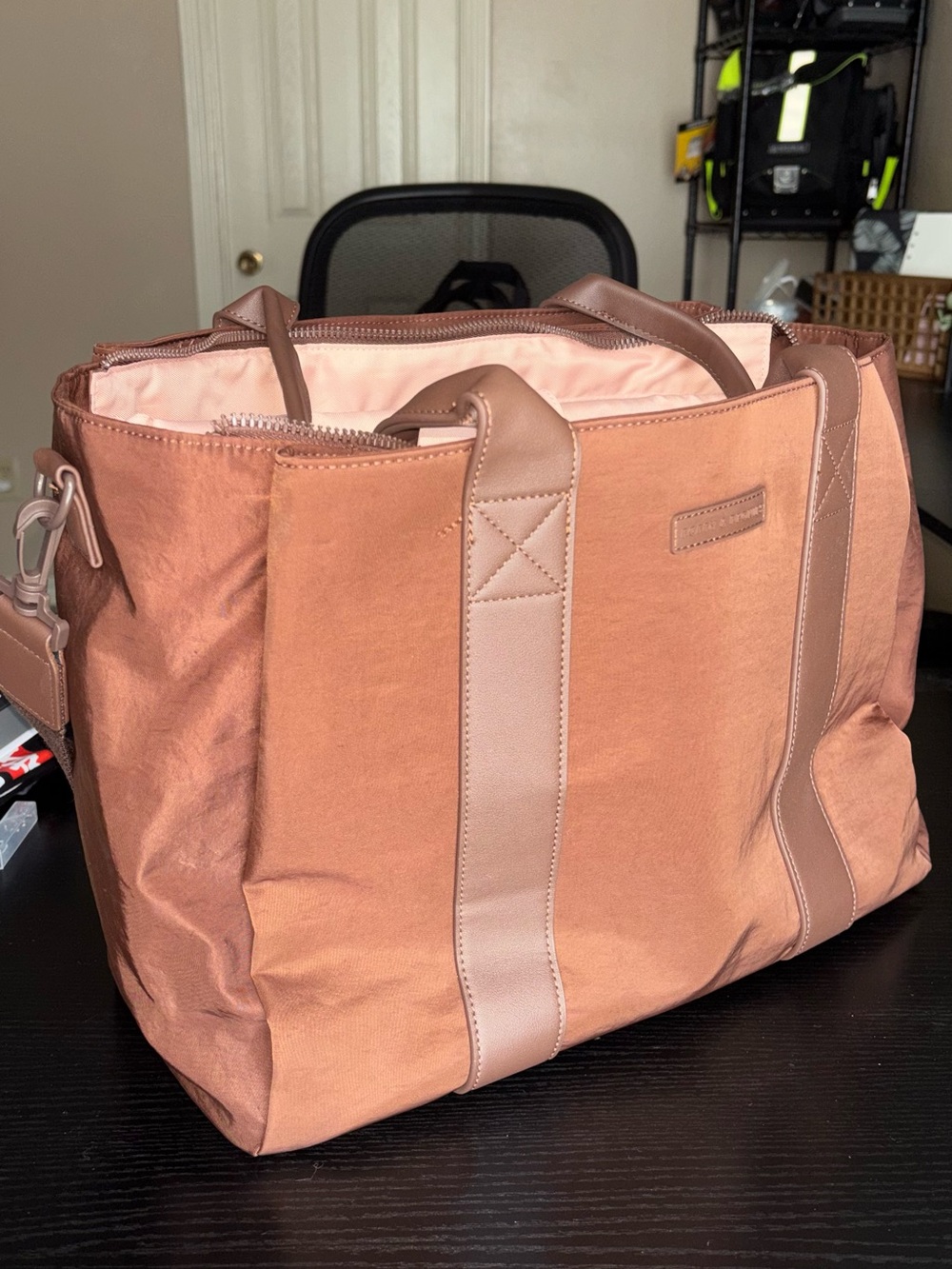 Poppy Peonies Brown Work Tote